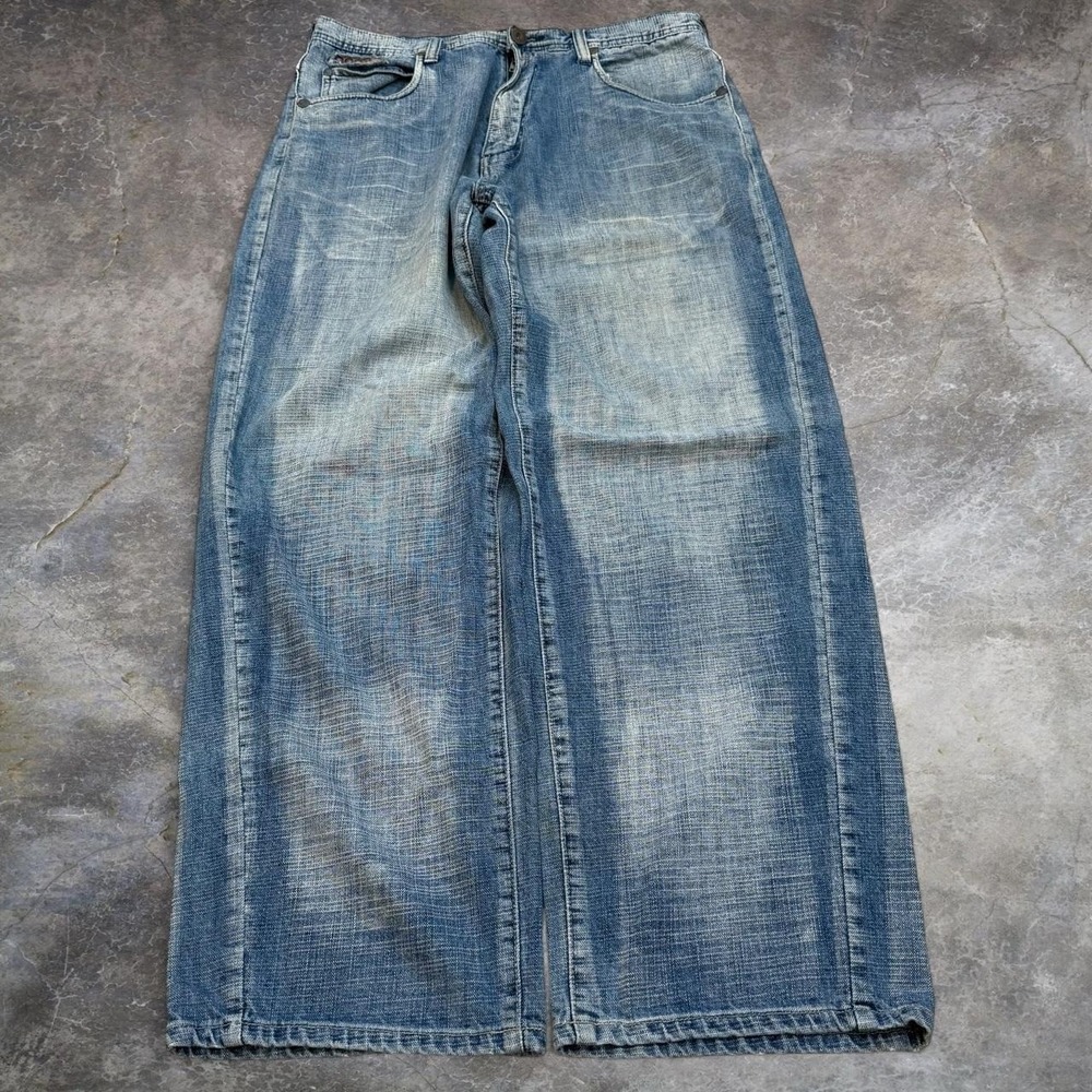 Vintage Koman Faded Blue Baggy Jeans Men's Size 35x32 Skater Grunge Denim Y2K